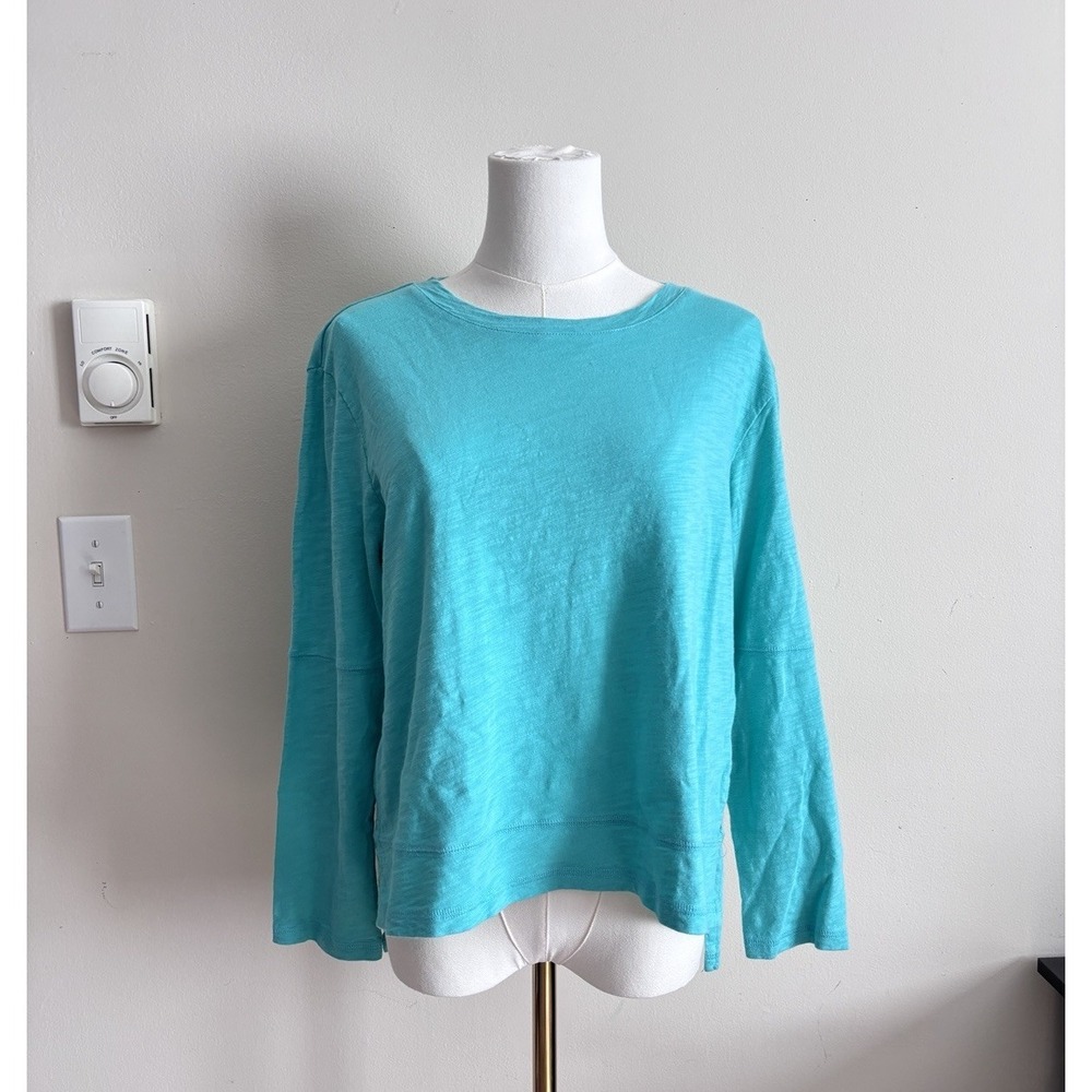 Escape by Habitat Womens Small Long Sleeve Top Blue Beach Coastal Boho